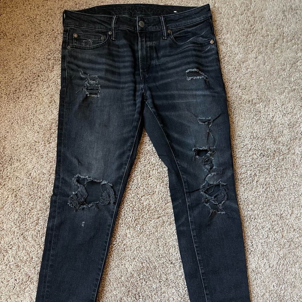 American Eagle Airflex+ Skinny Black Jeans